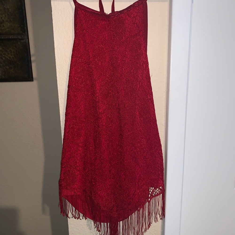 Red Fringe halter top vintage